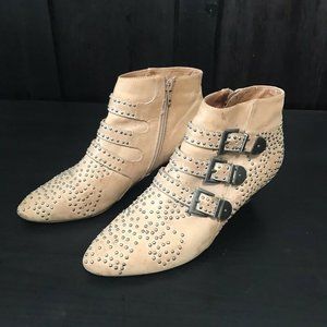 Jeffrey Campbell Ibiza Leather Studded 3 Buckle Women's Boots Booties Size 7.5